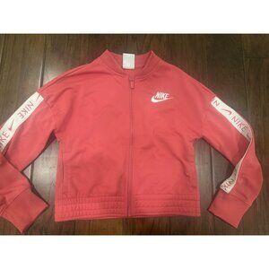 Nike Zip Up Youth Girls Pink Coral Tracksuit Sweatshirt Sportswear - Small